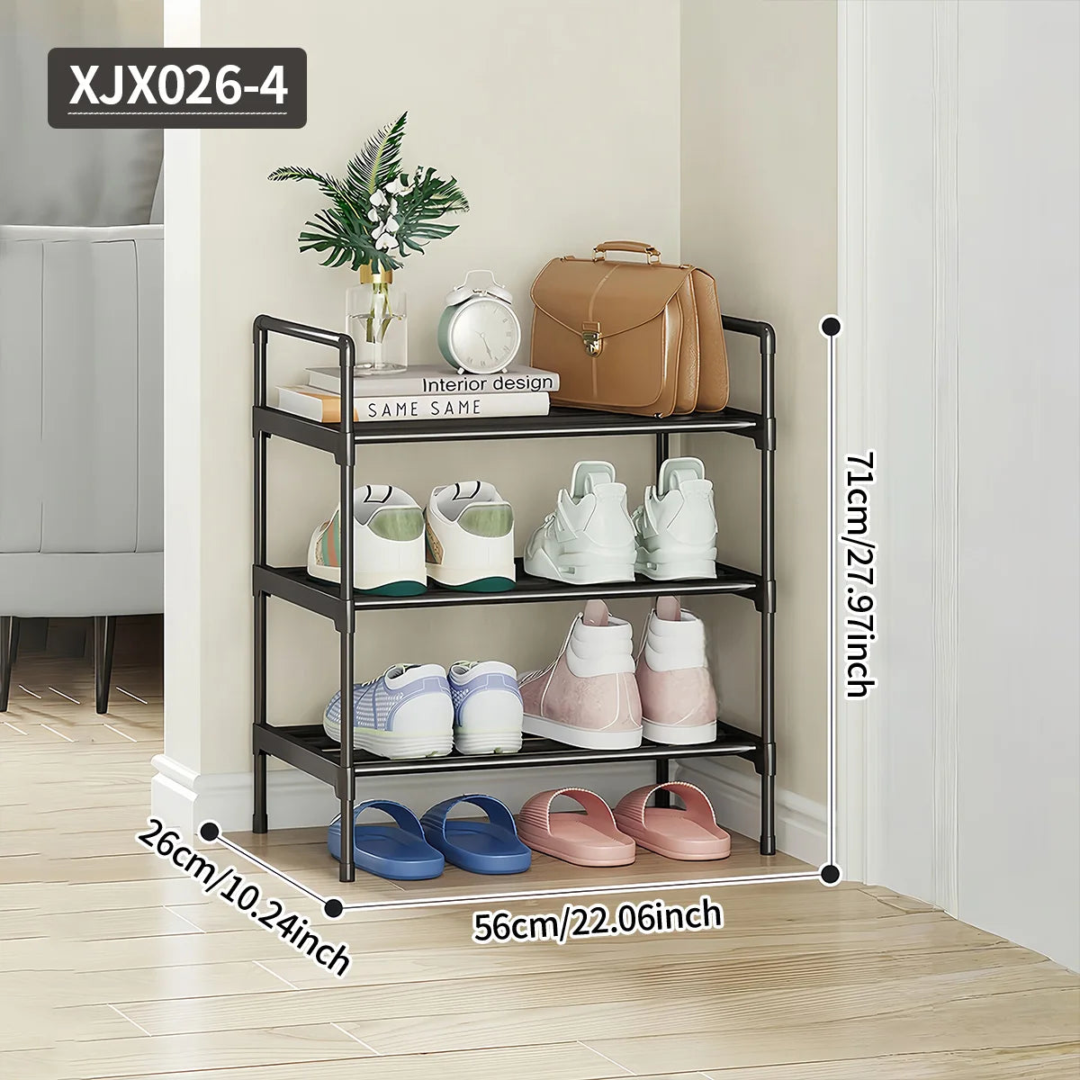 Black Multi-Functional Shoe Rack for Entryway