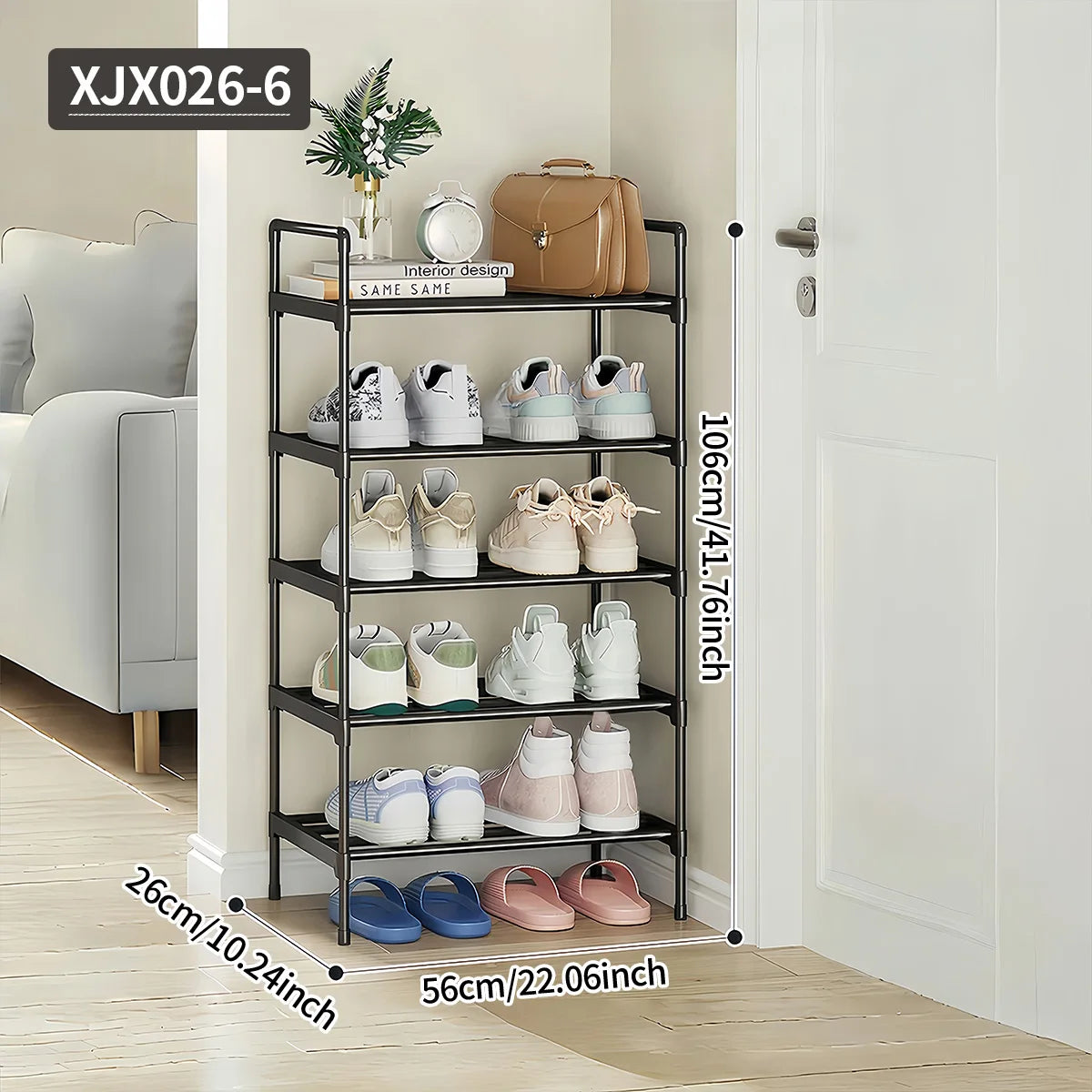 Black Multi-Functional Shoe Rack for Entryway