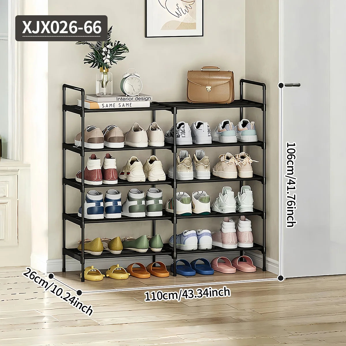 Black Multi-Functional Shoe Rack for Entryway