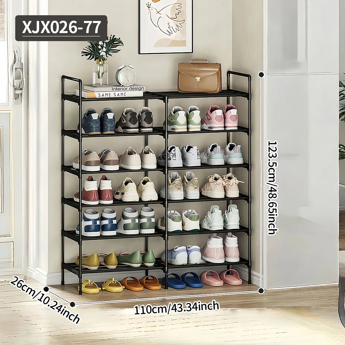 Black Multi-Functional Shoe Rack for Entryway