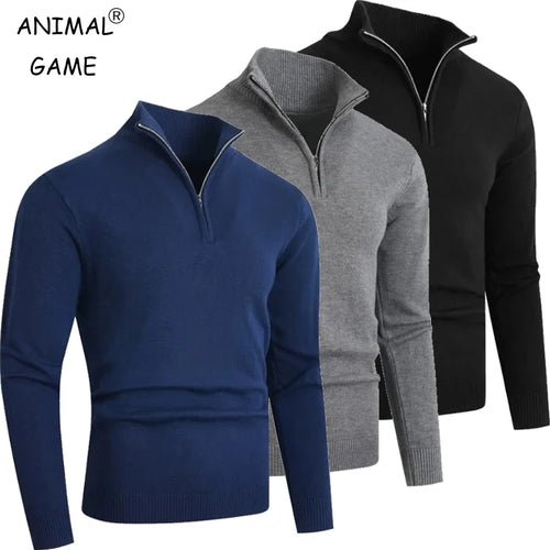 Mens  Polo Sweaters Knit Casual Solid