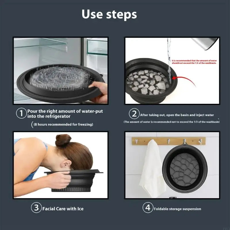 Silicone Foldable Face Ice Bath Bowl for Facials