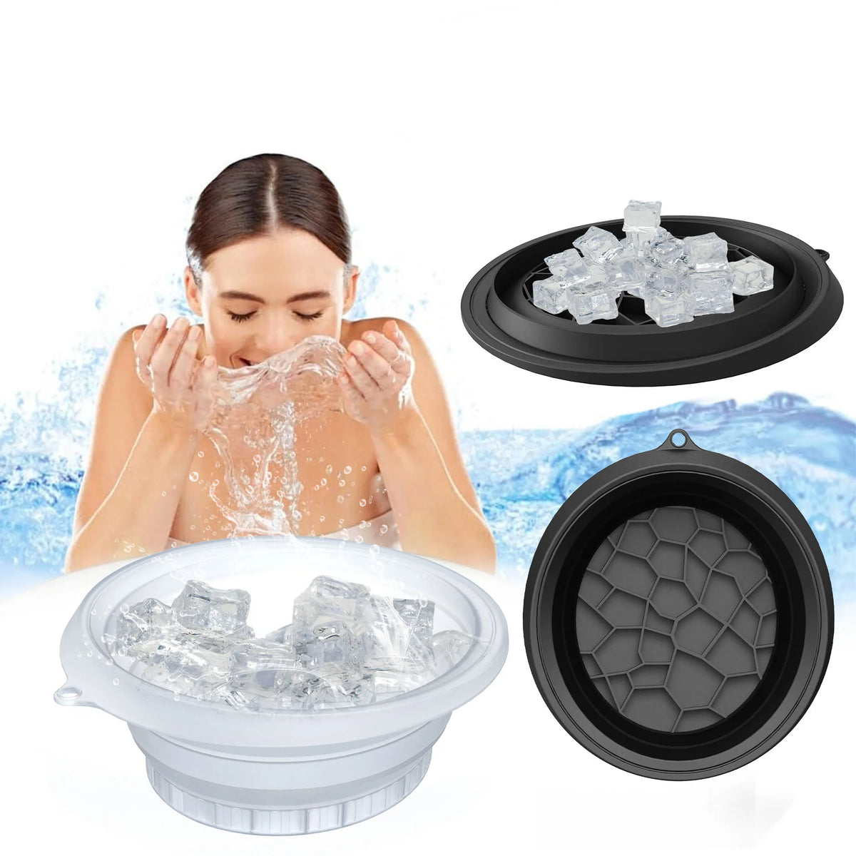Silicone Foldable Face Ice Bath Bowl for Facials