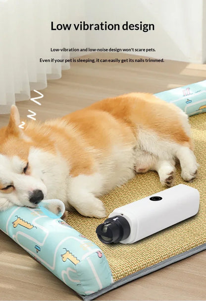 Quiet Electric Pet Nail Grinder Rechargeable Dog Cat Claw Trimmer LED Light Safety Guard Puppy Nail File Supplies