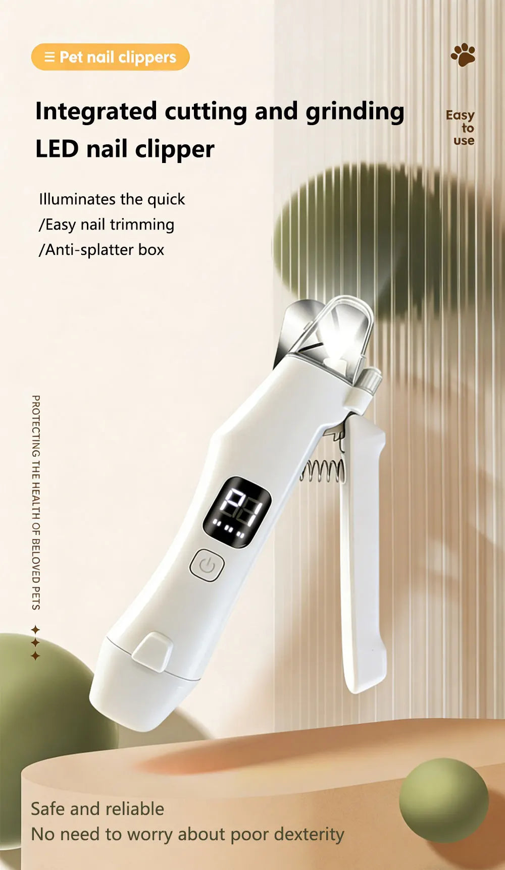 2 IN 1 Electric Professional Pet Nail Trimmer
