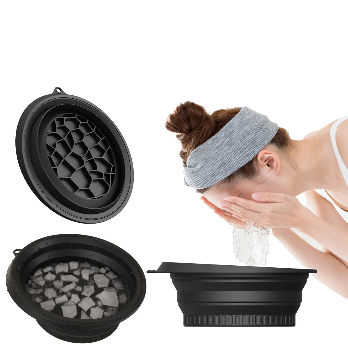 Silicone Foldable Face Ice Bath Bowl for Facials