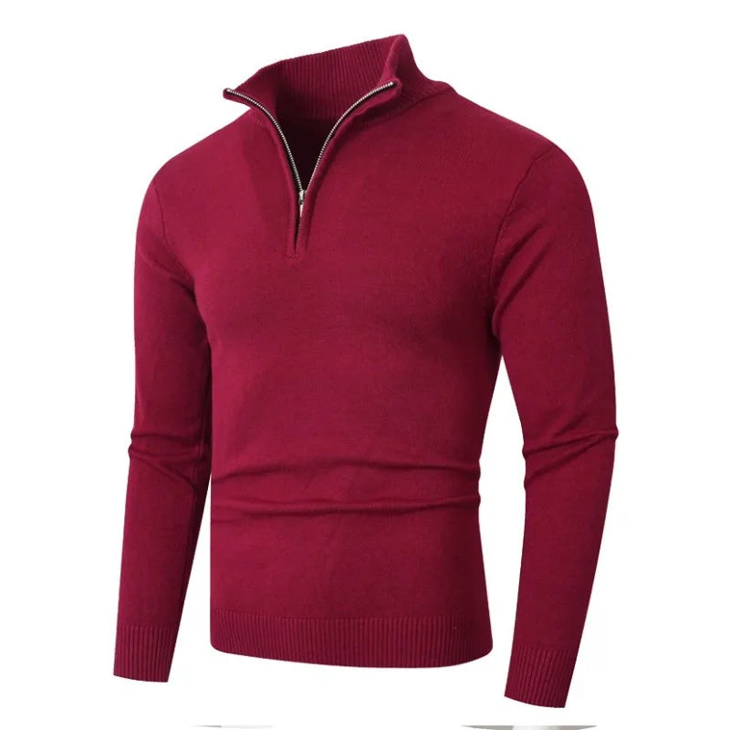 Mens  Polo Sweaters Knit Casual Solid