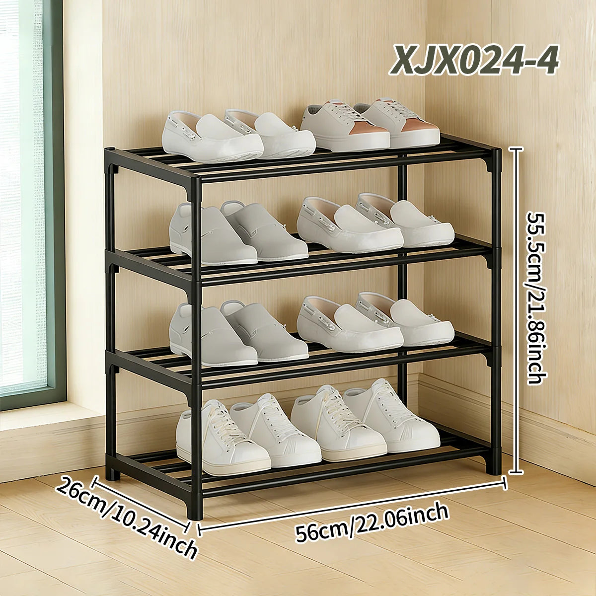 Black Multi-Functional Shoe Rack for Entryway