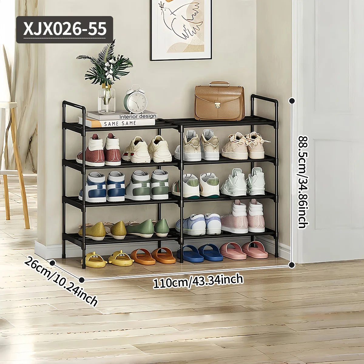 Black Multi-Functional Shoe Rack for Entryway