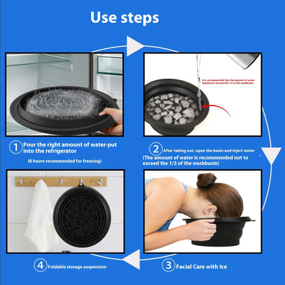 Silicone Foldable Face Ice Bath Bowl for Facials